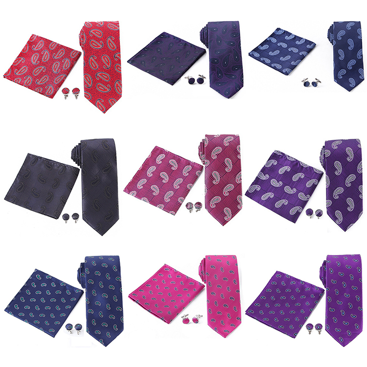 Men Neckties Set Pocket Square and Cuff Links Set