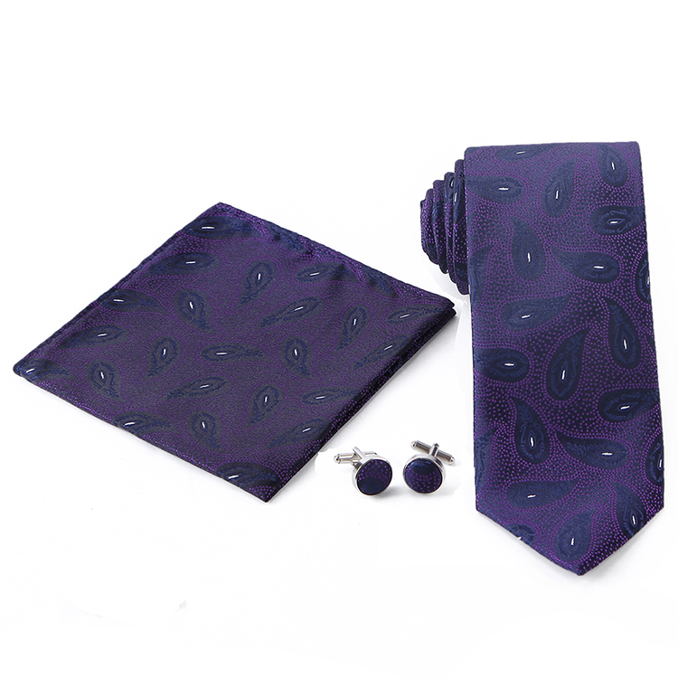 Men Neckties Set Pocket Square and Cuff Links Set