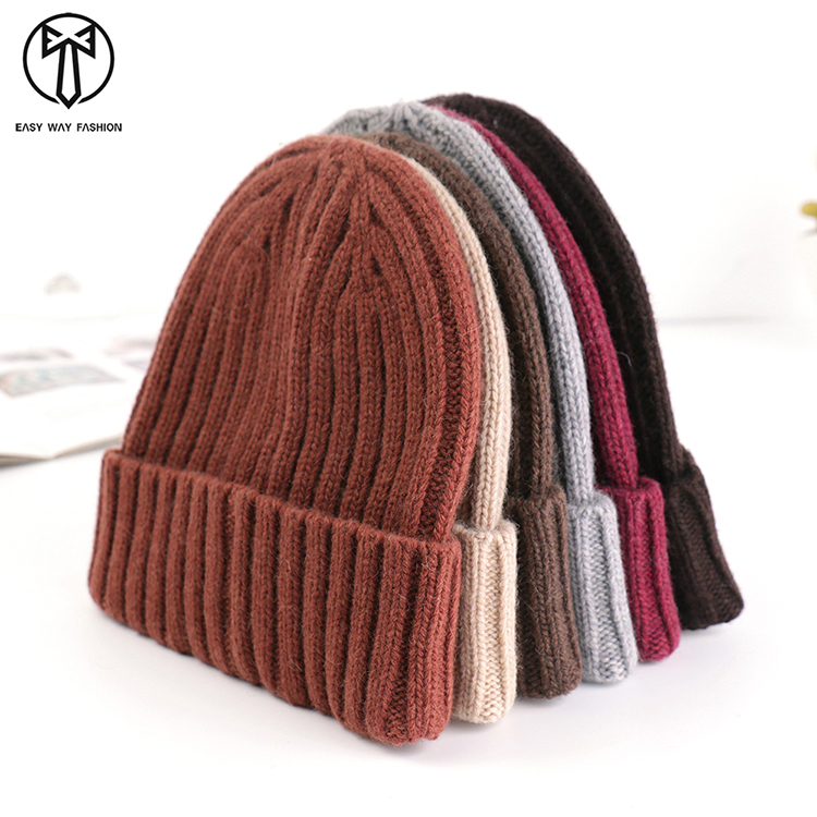 Winter Knitted Hats Blend Wool Beanie Hats Men